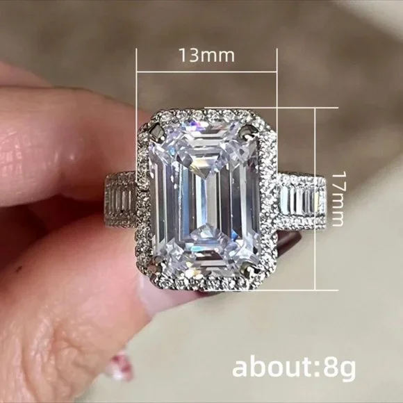 NEW ENGAGEMENT S925 STERLING SILVER DIAMOND RING, BEAUTIFUL RING, SHINY RING. - Picture 4 of 5